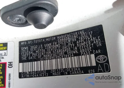 2017 Toyota Corolla Se from USA, damaged, VIN 2T1BURHEXHC918454